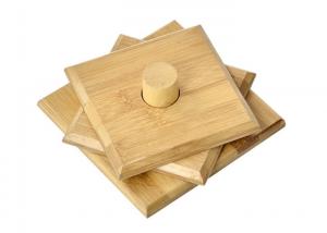 China Square Cup Bamboo Drink Coasters Set Customized Souvenir Gift on sale