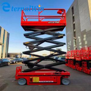 Cheap 10m Lifting Height 350kg Red Electric Battery Scissor Lift Platform For Sale for sale