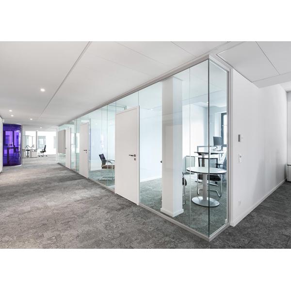 Office Frameless Glass Partition Wall Single Double Glass Partition Wall Soundproof