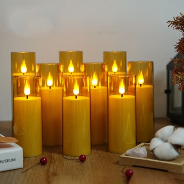 Custom Pillar Candle Sets Cordless Electric LED Candle For Home Decoration