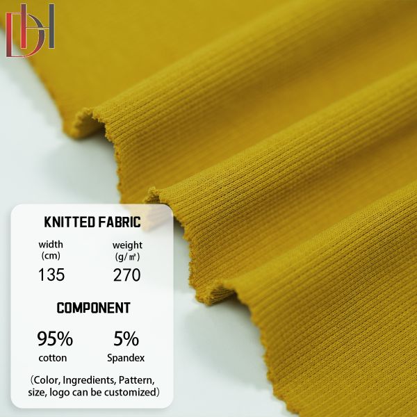 95% Cotton 5% Spandex Fabric 280gsm Eco Friendly Tricot Knitted Fabric