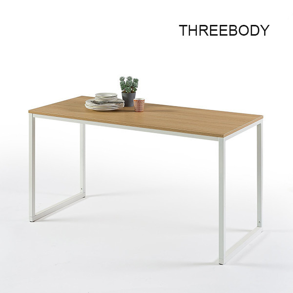 White Modern Office Furniture Desk , Rectangular Modern Wood Desk Sturdy Steel Frame