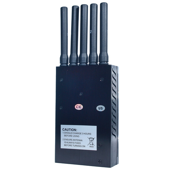 5 Antenna Handheld Cell Phone 3G WIFI GPS GSM CDMA DCS PHS Signal Jammer 20M Shield Radius