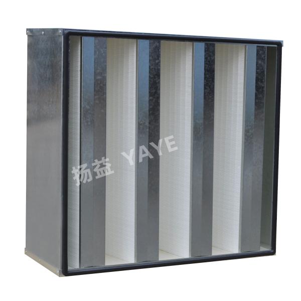 Galvanized Frame V Bank Filters Glass Fiber HVAC Filter Replacement