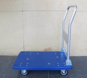 China 300kg Movable plastic platform trolley with blue plastic board , Blue / grey on sale