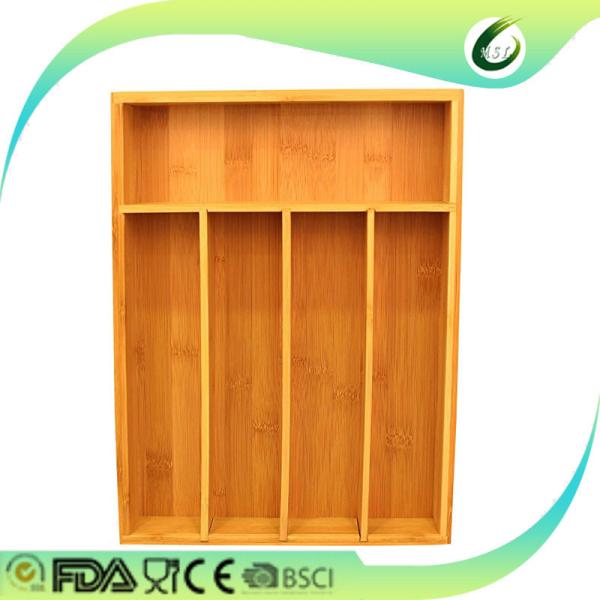 Kitchen tableware expandable bamboo cutlery tray