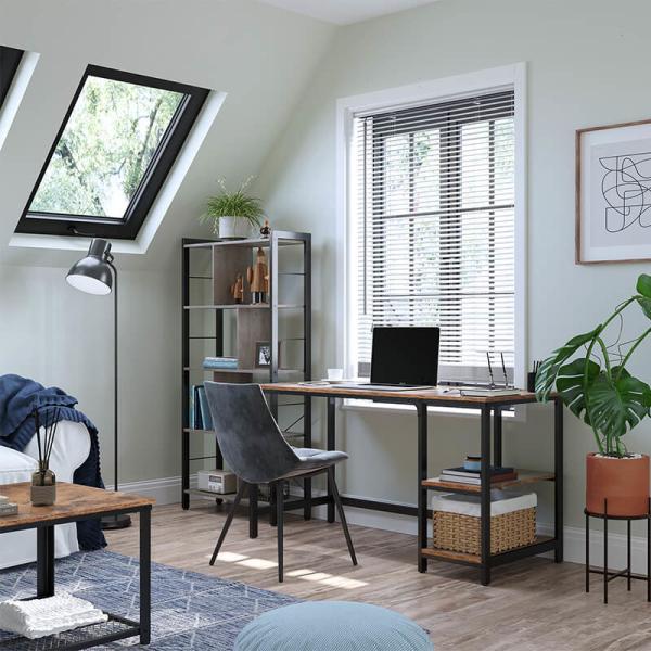 Industrial Computer Desk, Computer Desk with Shelves, 47 Inches Computer Desk, Home Office Computer Desk, ULWD47X