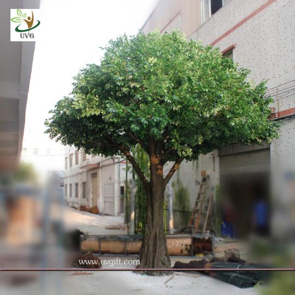 UVG Huge decorative artificial evergreen trees with banyan leaves for outdoor landscaping