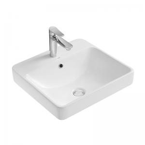 Cheap Ceramic White Counter Top Basin , Bathroom Rectangular Vanity Basin for sale