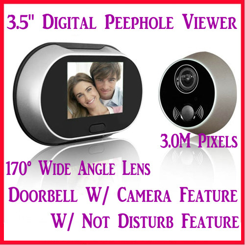 3.5 Digital Door Peephole Viewer Doorbell Photo Camera W/ 3.0M Pixel & 170° Wide Angle