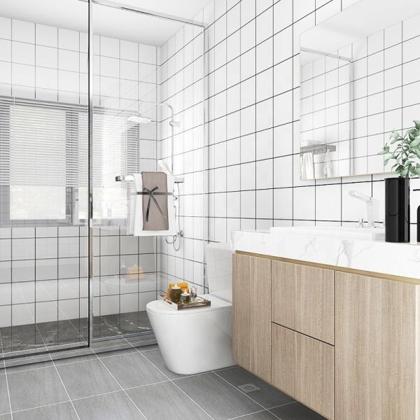 PVC Mosaic Tiles Design Wallpaper for Apartment Bathroom Decoration 3d Wall Paper Home Improvement