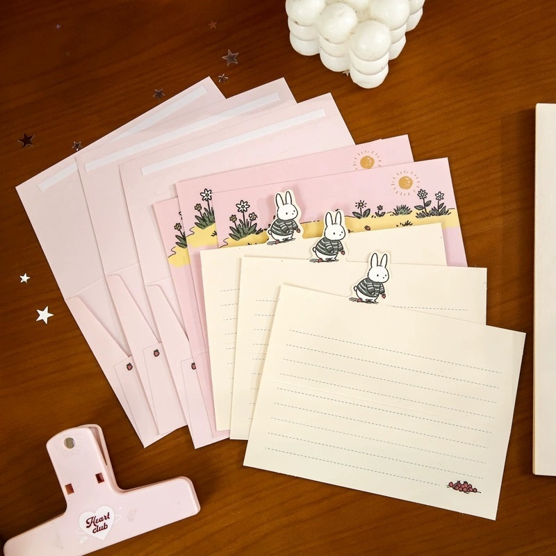 Cute Animal Letter Paper Set Tear Strip Easy Open Envelope Stationery