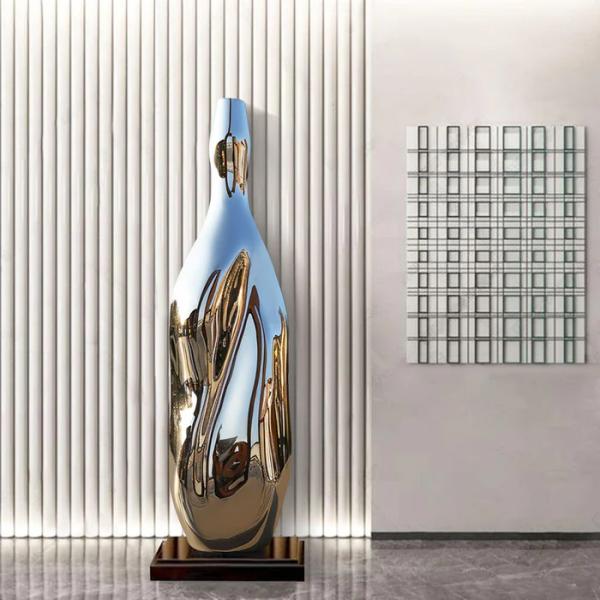 Large Size Mirror Polished Stainless Steel Bottle Sculpture For Decoration