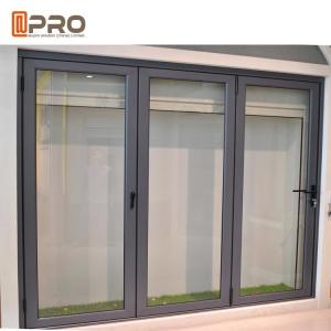Cheap Black powder coating commercial aluminum folding door with ready mold folding panel doors room doors folding sliding doo for sale