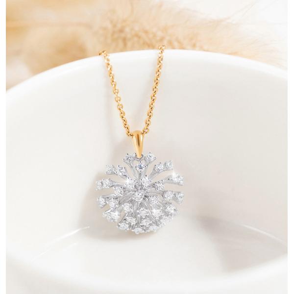 1.0ct 18K Gold Diamond Necklace Womens Dandelion Wish 4.5g