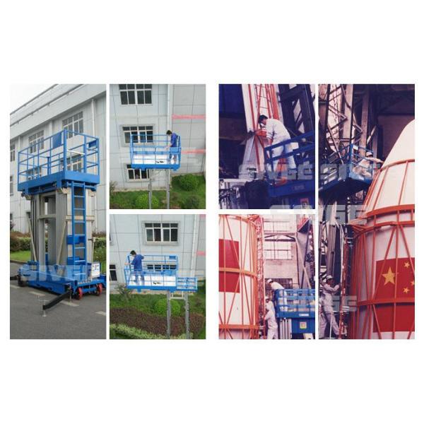 10 Meter Hydraulic Aluminum Work Platform Four Mast Blue For Warehouses