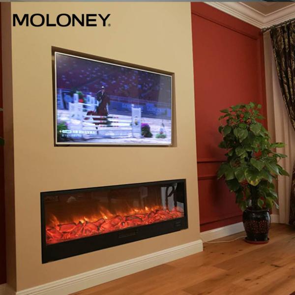 Wall Mantel Modern Electric Fireplace Manual Panel 2 Levels Heater 1150mm