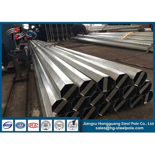 Overlap  connection Conical galvanized Steel Poles H15m 2mm - 6mm