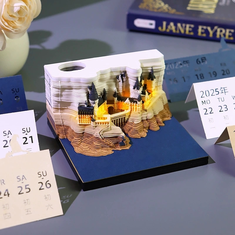 Tear-Away 3D Paper Carving Art Calendar With LED Lights For Desk Decor