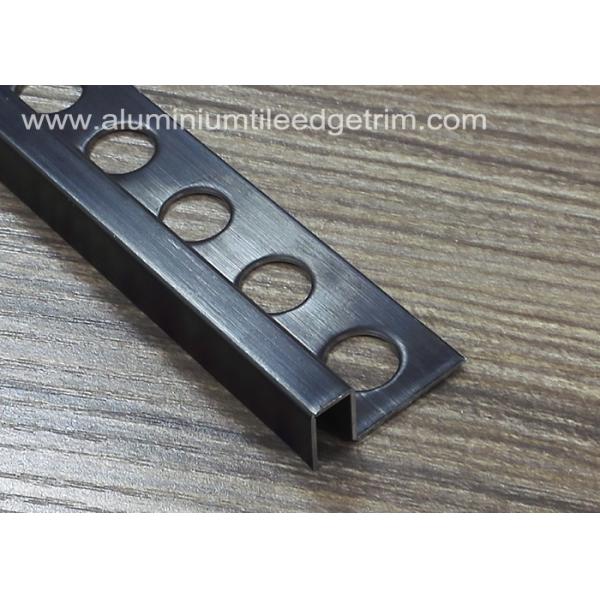 Brushed Stainless Steel Tile Trim Edging Black Square Shape 10mm For Corner Joint