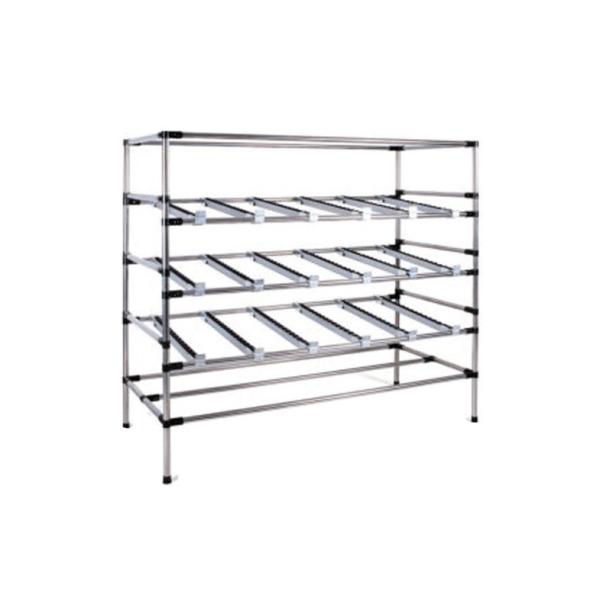 Chrome Plated Kitchen Steel Pipe Rack With 40Mm Aluminum Frame Roller Track