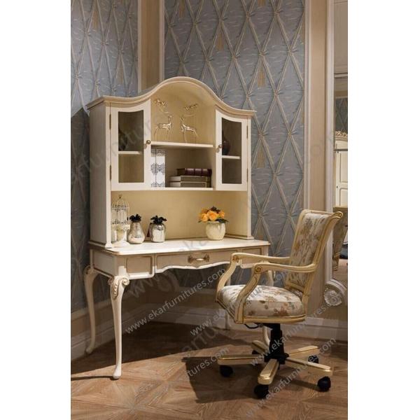 Study Desk With Shelves Computer Desk Wooden Table Make Up Dressing Organizer Antique Writ