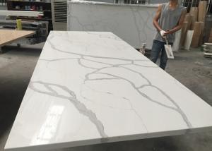 China Gray And White Quartz Tile Countertop Kitchen Cabinet Top Customised Size on sale