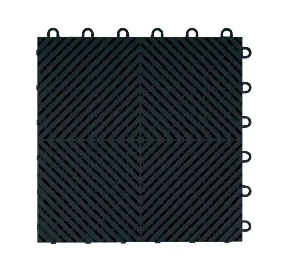 Black PP Interlocking Floor Tile 400*400mm For Use In Garages Workshop