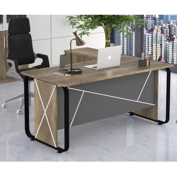 L-Shaped Executive Office Desk with Melamine Color brown+gray