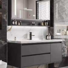 Contemporary Style Water Resistant Plywood Bathroom Storage Vanity Cabinet