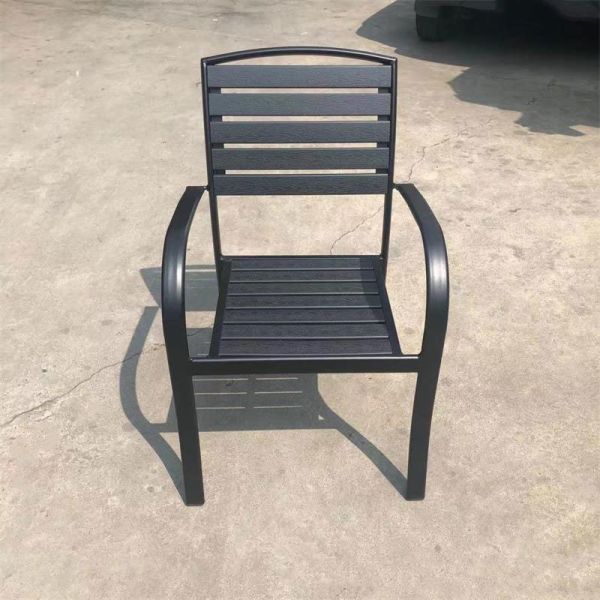 Plastic Wood Cast Aluminum Modern Cafe Dining Table and Chairs Patio Outdoor Furniture