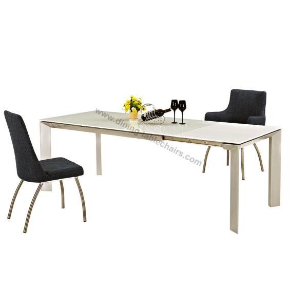 2 Meter Rectangle Extension Dining Table Super White Painted Tempered Glass