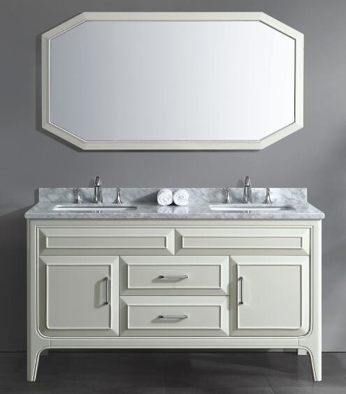 White Gloss Bathroom Vanity Cabinets Floor Mounted Classic Style 60′′x22′′x34′′