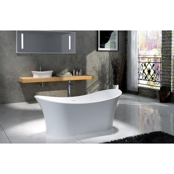 Boat Shape Freestanding Deep Soaking Tub Non Porous Seamless Joint