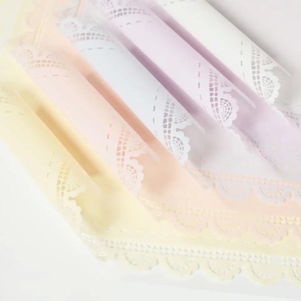 Lace Border Floral Packaging Paper Plastic Transparent Paper