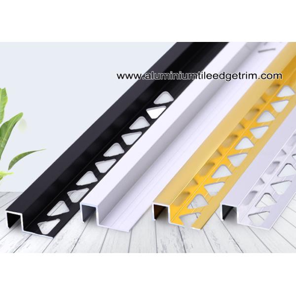 10mm / 12mm Shiny Anodised Aluminium Square Tile Edge Trim Profile 2.4m / 2.44m