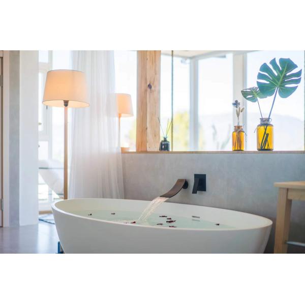 Solid Surface Freestanding Soaking Bathtub Smooth Stand Alone Soaking Tub
