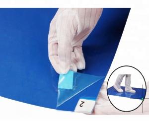 China CE SGS Cleanroom Blue White 35um 36*45 ESD Sticky Mat on sale