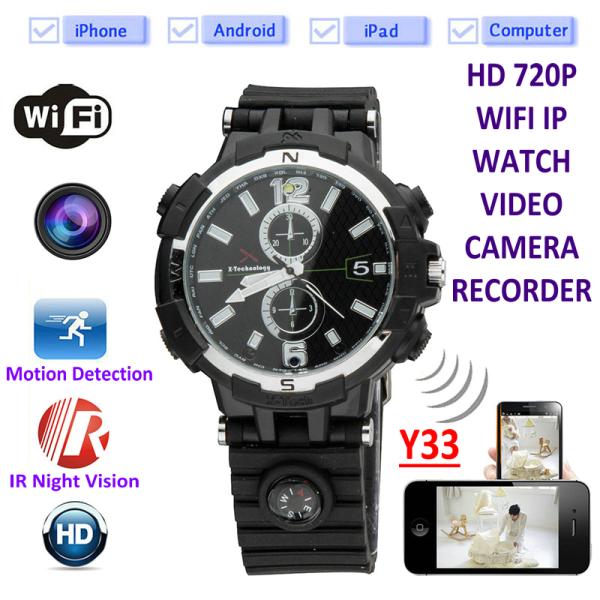 Y33 8GB 720P WIFI IP Spy Watch Camera Home Security Smart  Remote CCTV Video Monitor IR Night Vision Nanny Baby Monitor