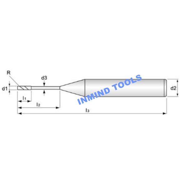 1mm - 4mm Long neck Square End Mill Cutter TiSiN Coating Copper Colour Grain Size 0.5um
