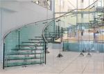 Carbon Steel Building Curved Stairs Galvanized Finish , Round Post Steel Railing
