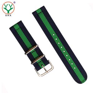 Cheap Striped 24mm Velcro Watch Strap , Nato 2 Piece Nylon Watch Strap for sale