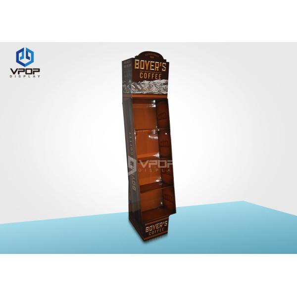Cardboard Floor Display Stand With Removable Base For Coffee Retail Store
