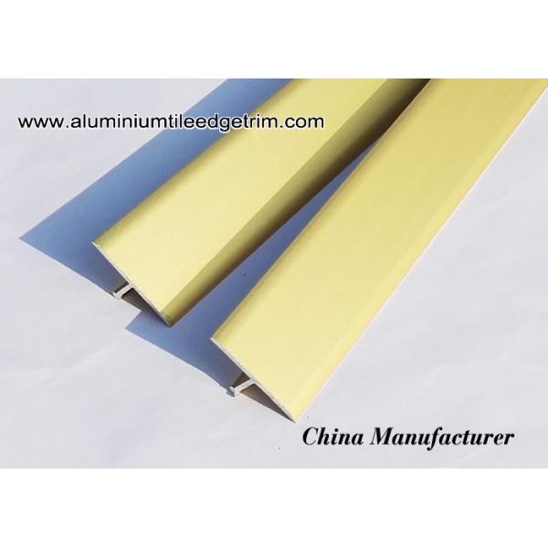 T25 Matt Gold Aluminium Tile Edge Trim / T Shaped Decorative Brace Profile For Wall Partition