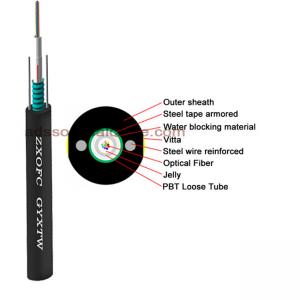 Cheap GYXTW Outdoor Aerial Fiber Optic Cable / Loose Tube Fibre Cable 2-12 Core for sale