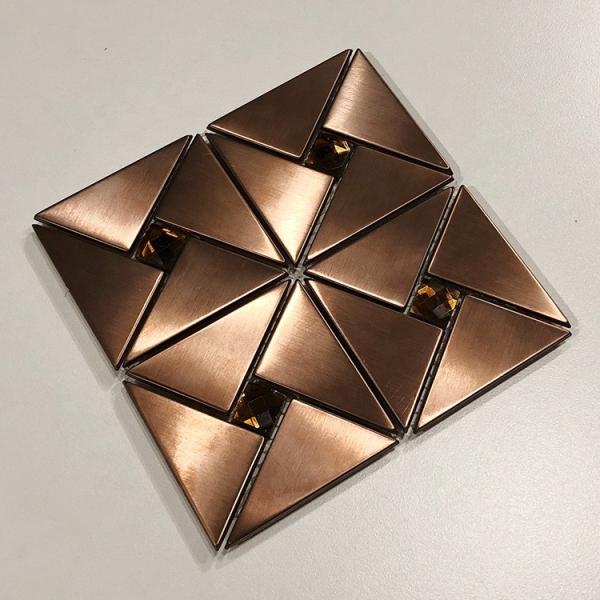 201 304 Hairline Copper Color Stainless Steel Mosaic Tile Backsplash Sheets 6mm
