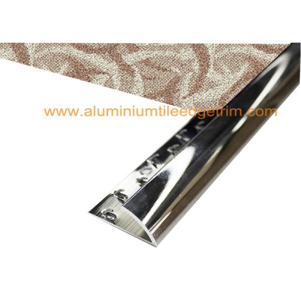 Shiny Polished Aluminium Carpet Trim  ,  Carpet Threshold Bar Trim Ramp To Vinyl Floor