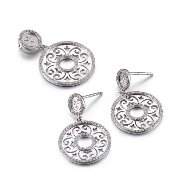 Rhodium Silver Necklace And Earring Set For Wedding 5.5g