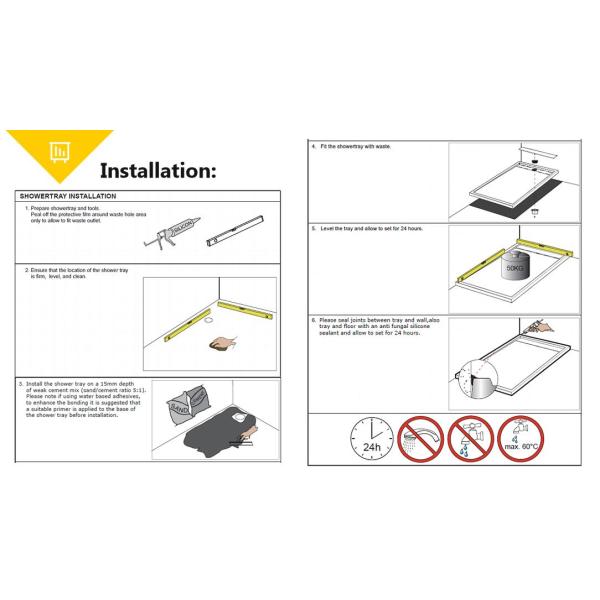 Seamless Smooth Non Slip Rectangular Shower Tray 1380*788*30mm