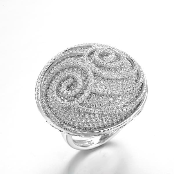 Cubic Zirconia Mens Silver Patterned Rings 13.8g Sterling Silver Engraved Ring
